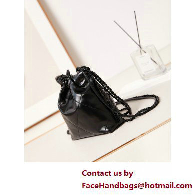 Chanel Shiny Calfskin  &  Black Metal CHANEL 22 Mini Handbag AS3980 Black